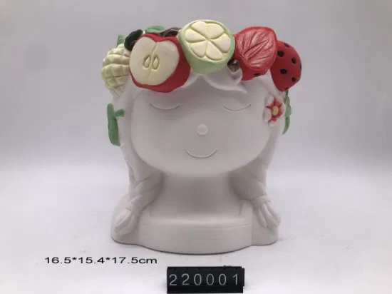 Керамический горшок ручной работы с фруктами и головой девушки для цветов, растений и сочных композиций, украшение стола, горшок для цветов, подарок